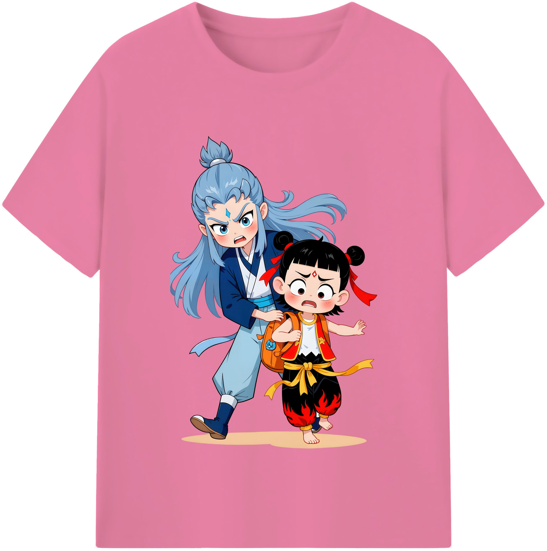 （画像用） Ne Zha 2 ナタ 魔童の大暴れ 綿100％半袖Tシャツ（フロントプリント）